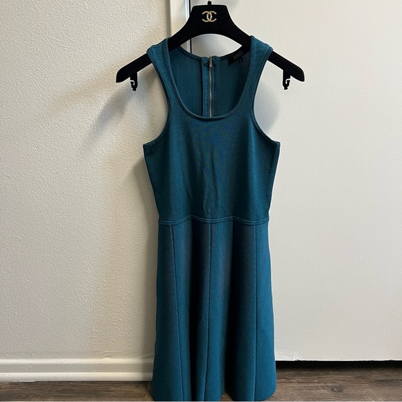 ANGL Sleeveless Halter A Line Knee Length Green Fit & Flare Dress Party Size L - Picture 12 of 15